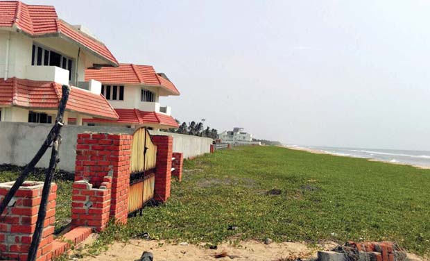 Plush bungalow constructed dangerously close to the sea in Muthukadu. Plush bungalow constructed dangerously close to the sea in Muthukadu.